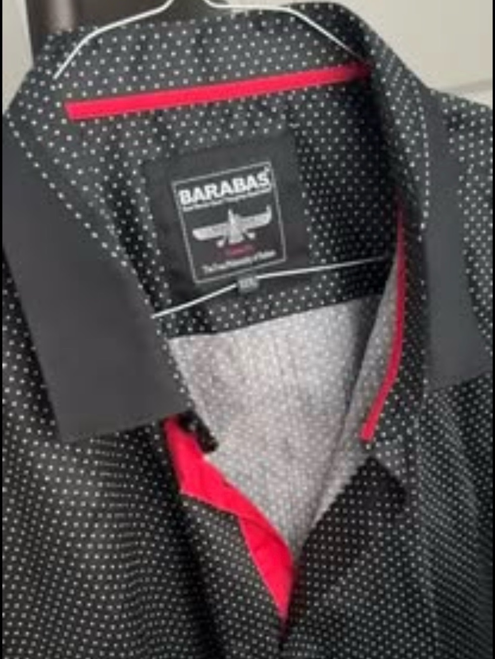 Barabas Black Polka Dot Lightweight Shirt Jacket with Red Trim